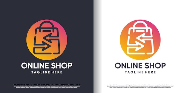 Diseño del logotipo de la tienda en línea con idea de concepto moderno Vector Premium