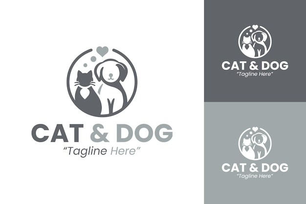 Diseño del logotipo de la tienda de mascotas con gato y perro para una marca amigable y profesional