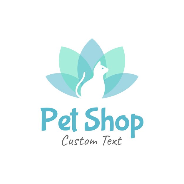 Vector diseño de logotipo de tienda de mascotas de loto de gato