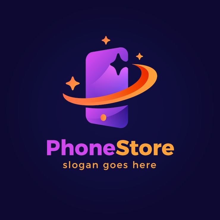 Vector diseño de logotipo de tienda móvil degradado
