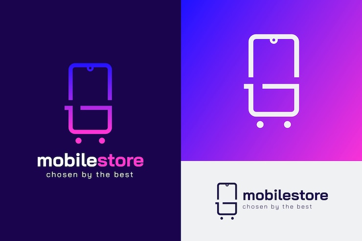 Vector diseño de logotipo de tienda móvil degradado