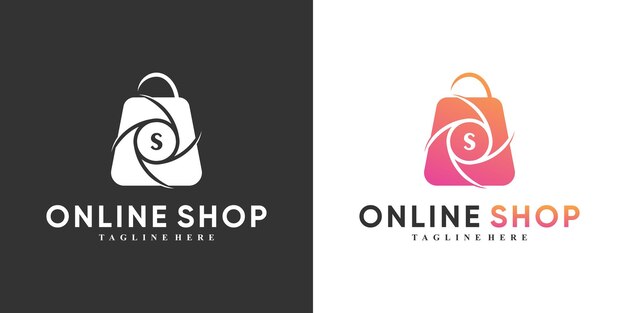 Diseño de logotipo de tienda online con concepto moderno Vector Premium