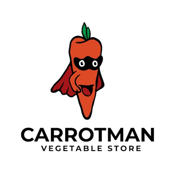 Vector diseño del logotipo de la tienda de zanahorias y verduras