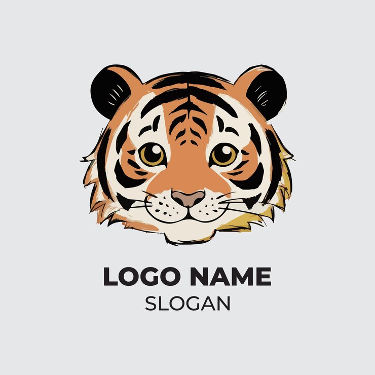 Diseño de logotipo de tigre adorable divertido y lúdico Emblema para niños y mascotas Archivo de logotipo vectorial de marca