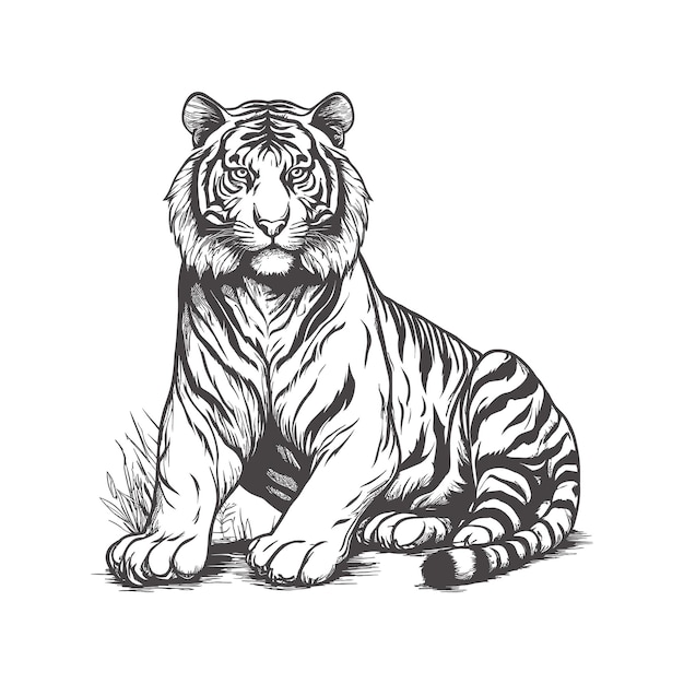 Diseño de logotipo de tigre dibujado a mano de vector libre