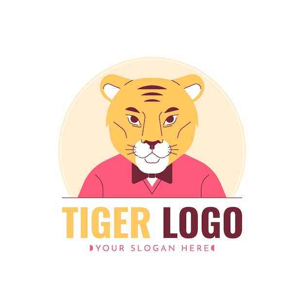 Diseño de logotipo de tigre de diseño plano