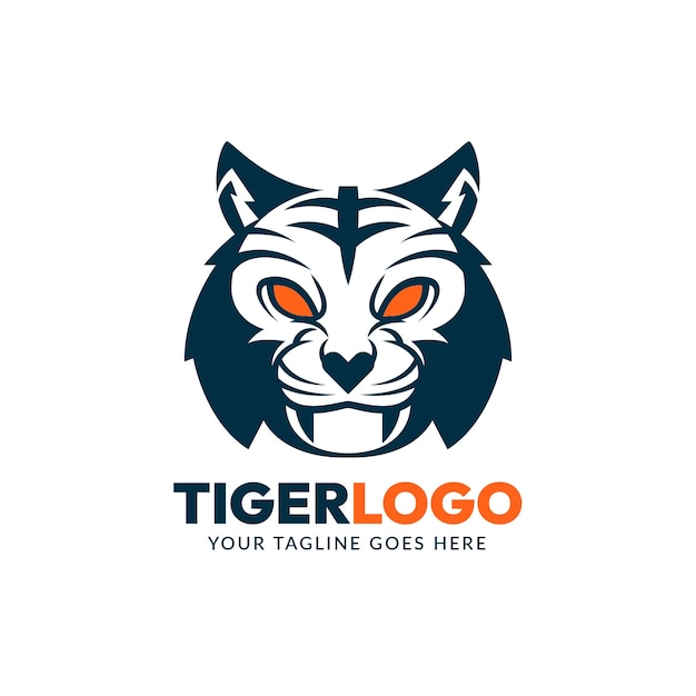 Diseño de logotipo de tigre de diseño plano