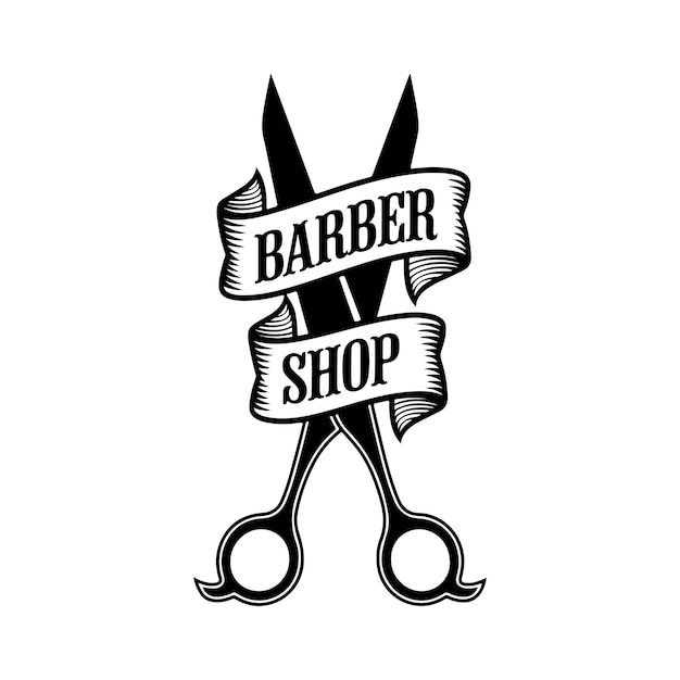 Diseño del logotipo de las tijeras de barbería