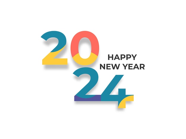 Diseño de logotipo de tipografía 2024 Feliz año nuevo 2024