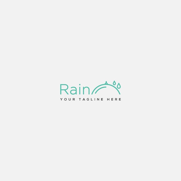 Diseño de logotipo de tipografía azul con logotipo de lluvia y paraguas
