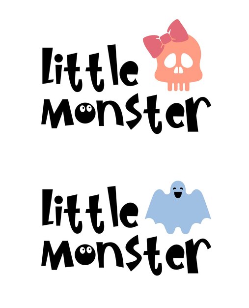 Diseño de logotipo de tipografía de Halloween con citas Little Monster