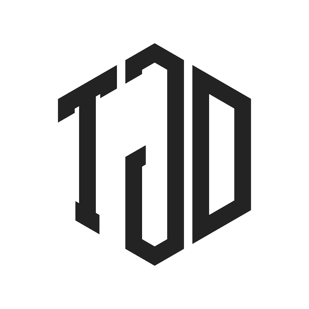 Diseño del logotipo de TJD Letra inicial TJD Monograma Logotipo con forma de hexágono