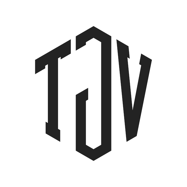 Diseño del logotipo de TJV Letra inicial TJV Monograma Logotipo con forma de hexágono