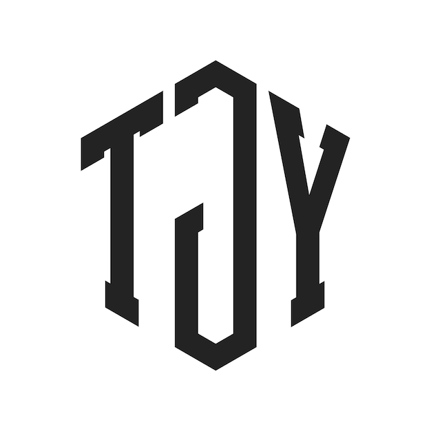 Diseño del logotipo de TJY Letra inicial TJY Monograma Logotipo con forma de hexágono