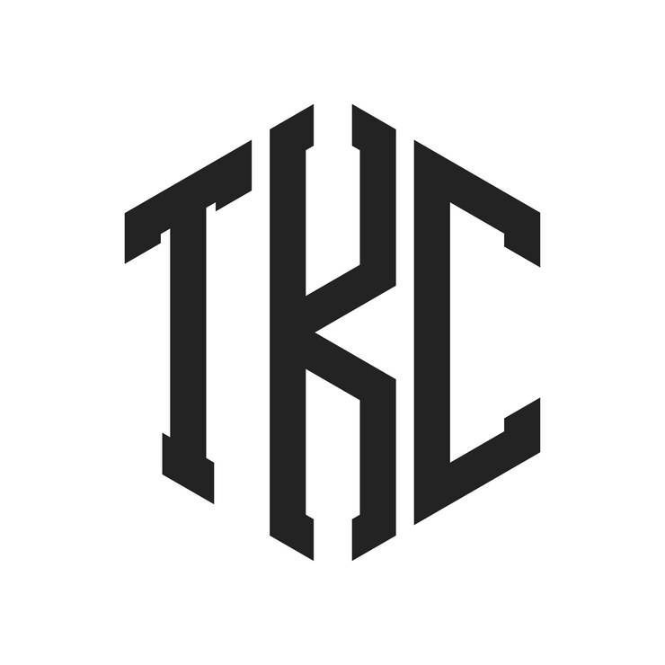 Vector diseño del logotipo de tkc letra inicial tkc monograma logotipo con forma de hexágono
