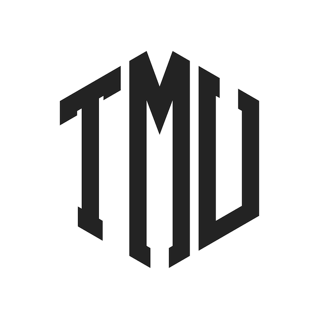 Diseño del logotipo de TMU Letra inicial Monograma de TMU Logotipo con forma de hexágono