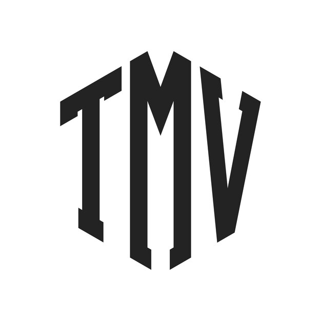 Diseño del logotipo de TMV Letra inicial Monograma de TMV Logotipo con forma de hexágono