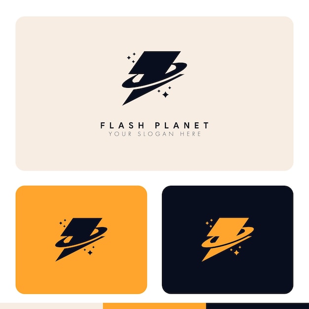 Diseño de logotipo de tormenta de destello de planeta minimalista simple