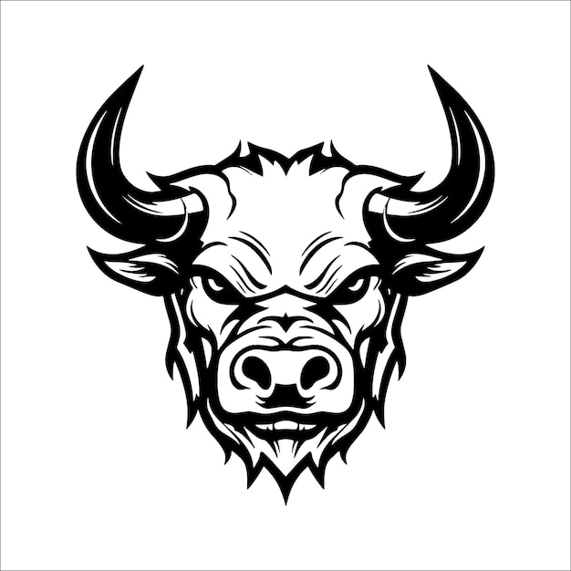 Vector diseño de logotipo de toro fuerte