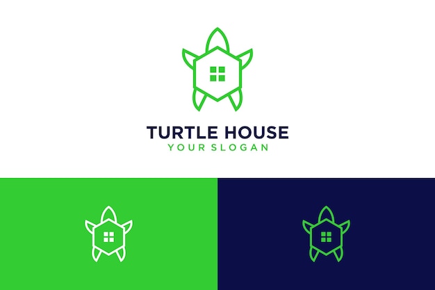 diseño de logotipo de tortuga con casa y caparazón