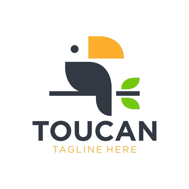Diseño del logotipo de Toucan Bird Ilustración vectorial simple y moderna