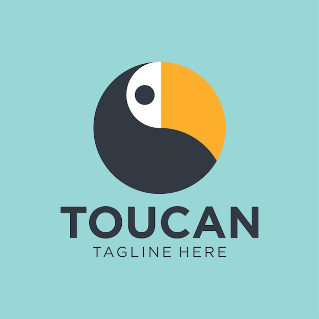 Diseño del logotipo de Toucan Bird Ilustración vectorial simple y moderna