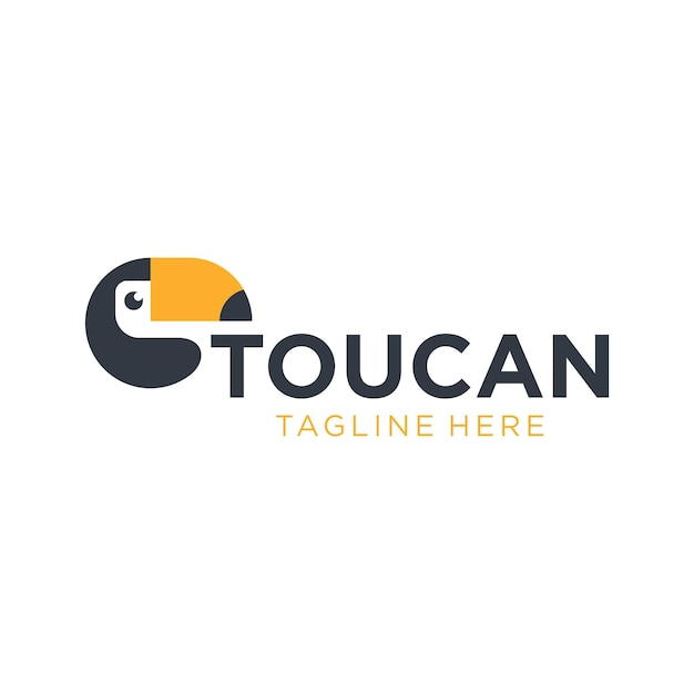 Diseño del logotipo de Toucan Bird Ilustración vectorial simple y moderna