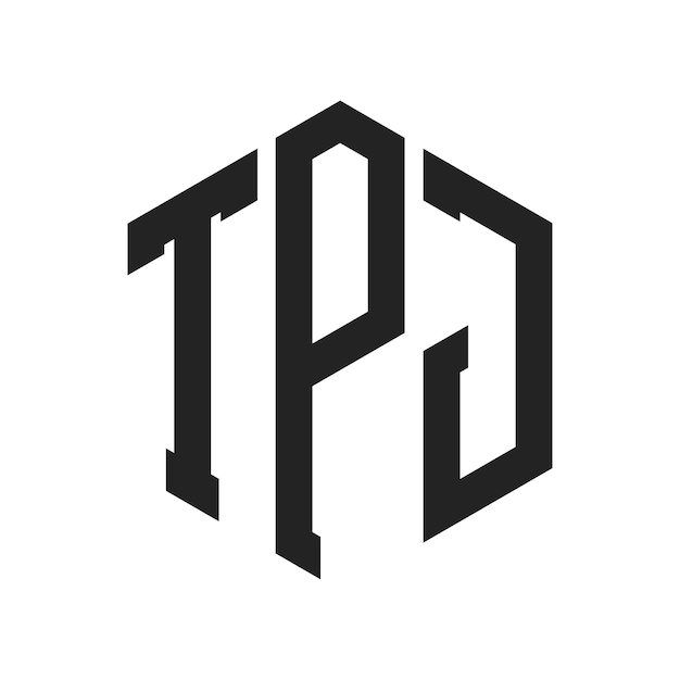 Diseño del logotipo TPJ Letra inicial TPJ Monograma Logotipo con forma de hexágono
