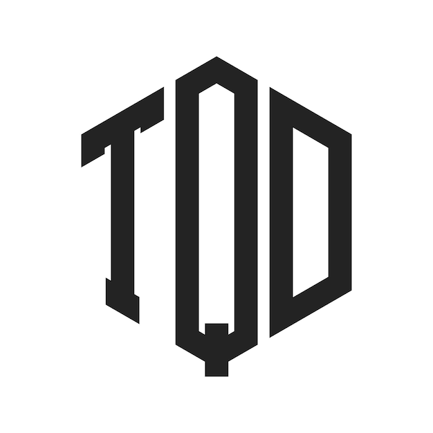 Diseño del logotipo de TQD Letra inicial Logotipo del monograma TQD con forma de hexágono
