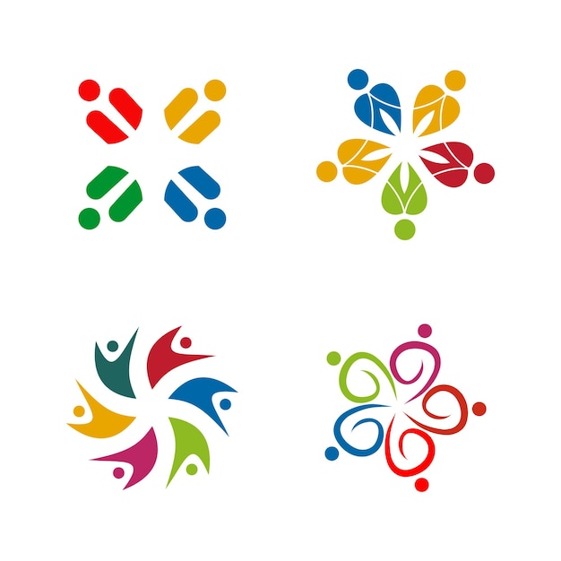 Diseño del logotipo de trabajo en equipo de adopción de cuidado comunitario
