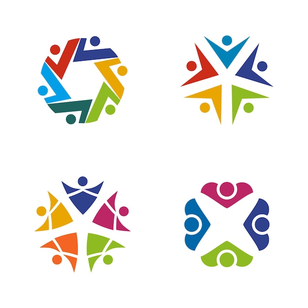 Diseño del logotipo de trabajo en equipo de adopción de cuidado comunitario