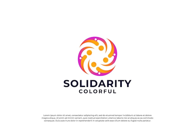 Diseño de logotipo de trabajo en equipo colorido con color gradiente