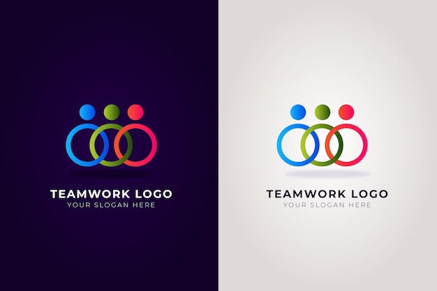 Vector diseño de logotipo de trabajo en equipo degradado