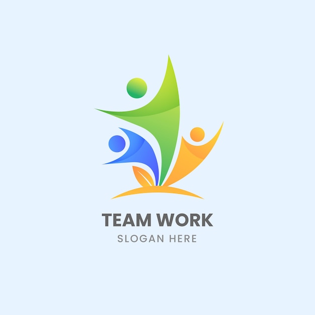 Diseño de logotipo de trabajo en equipo degradado