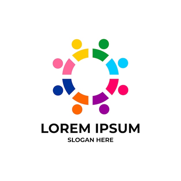 diseño de logotipo de trabajo en equipo vectorial