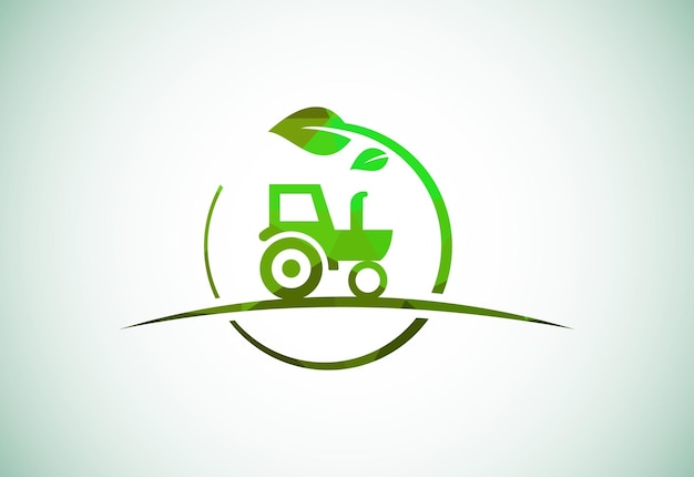 Diseño de logotipo de tractor o granja de estilo polivinílico bajo adecuado para cualquier negocio relacionado con las industrias agrícolas