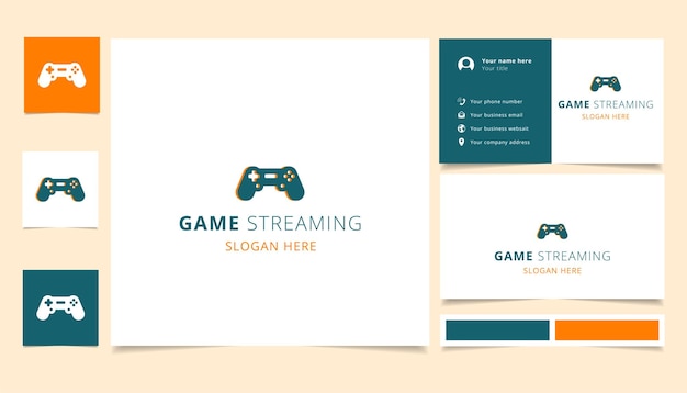 Diseño de logotipo de transmisión de juegos con marca de eslogan editable