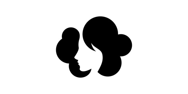 Diseño de logotipo Tratamiento de cabello o salón con mujeres Elementos de cabeza con cabello rizado