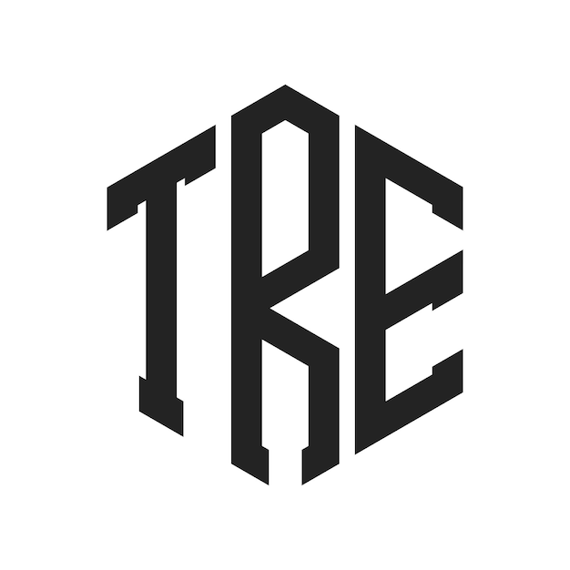 Diseño del logotipo TRE Letra inicial TRE Monograma Logotipo con forma de hexágono