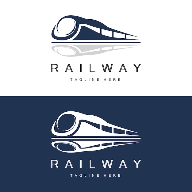 Diseño de logotipo de tren Vía de tren rápido Vector Diseño de ilustración de vehículo de transporte rápido Ajuste Locomotora Compañía ferroviaria Transporte terrestre y entrega rápida