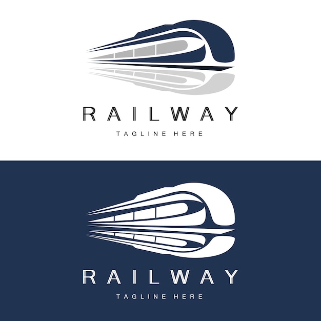 Diseño de logotipo de tren vía de tren rápido vector diseño de ilustración de vehículo de transporte rápido ajuste locomotora compañía ferroviaria transporte terrestre y entrega rápida