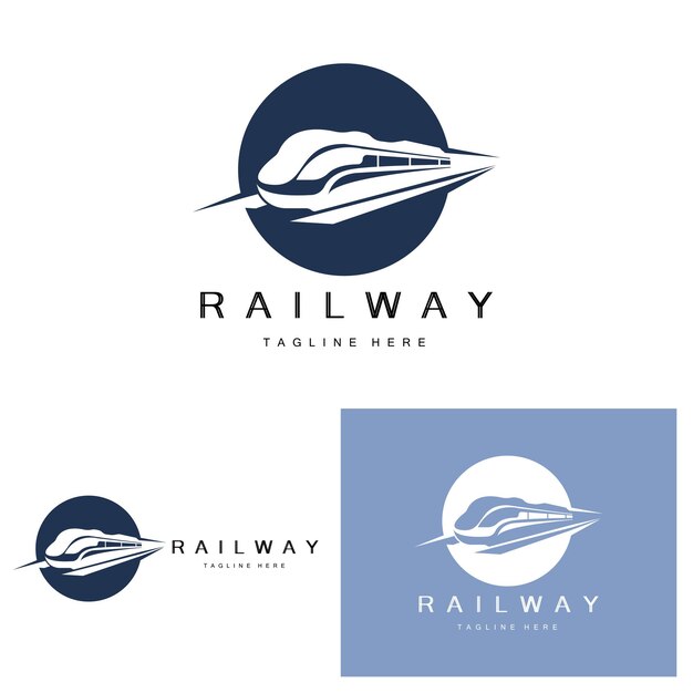 Diseño de logotipo de tren Vía de tren rápido Vector Diseño de ilustración de vehículo de transporte rápido Ajuste Locomotora Compañía ferroviaria Transporte terrestre y entrega rápida