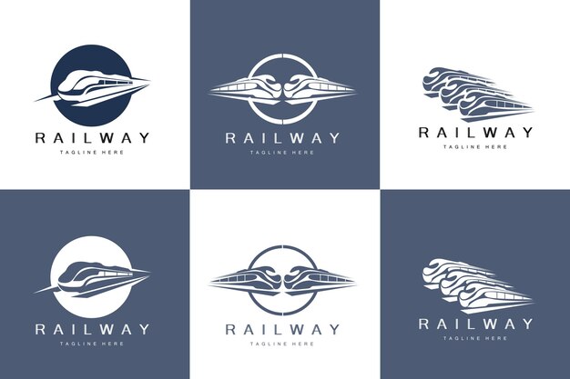Diseño de logotipo de tren Vía de tren rápido Vector Diseño de ilustración de vehículo de transporte rápido Ajuste Locomotora Compañía ferroviaria Transporte terrestre y entrega rápida