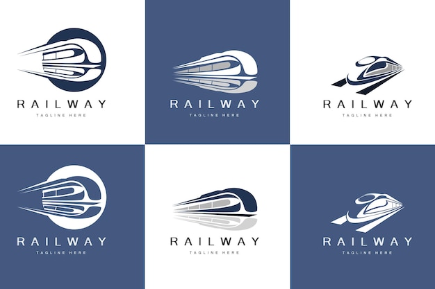 Diseño de logotipo de tren Vía de tren rápido Vector Diseño de ilustración de vehículo de transporte rápido Ajuste Locomotora Compañía ferroviaria Transporte terrestre y entrega rápida