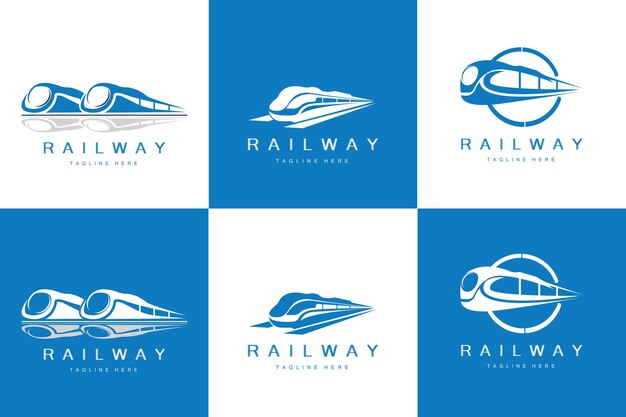 Diseño de logotipo de tren Vía de tren rápido Vector Diseño de ilustración de vehículo de transporte rápido Ajuste Locomotora Compañía ferroviaria Transporte terrestre y entrega rápida