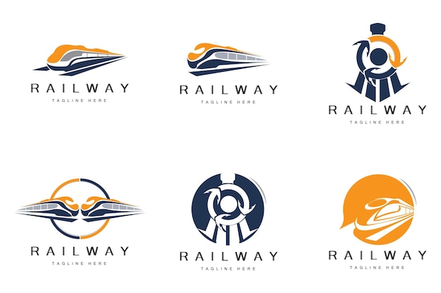 Diseño de logotipo de tren Vía de tren rápido Vector Diseño de ilustración de vehículo de transporte rápido Ajuste Locomotora Compañía ferroviaria Transporte terrestre y entrega rápida