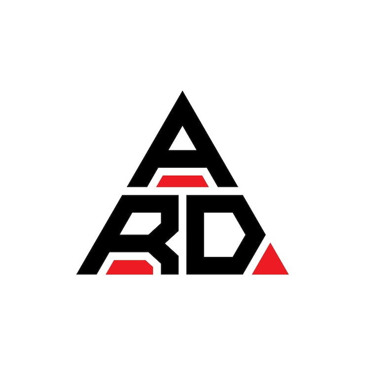 Vector diseño del logotipo triangular de ard con forma de triángulo diseño del monograma triangular del logotipo ard plantilla de logotipo vectorial triangular con color rojo logotipo triangulares de ard simple elegante y lujoso