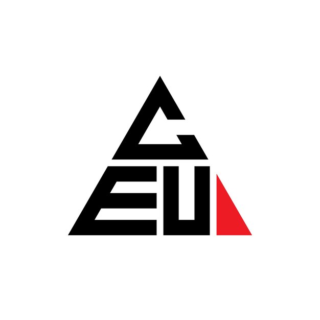 Diseño del logotipo triangular de la CEU con forma de triángulo Diseño del monograma del logotipo del triángulo del CEU Modelo del logotipo vectorial del CEU con color rojo Logo triangular simple elegante y lujoso