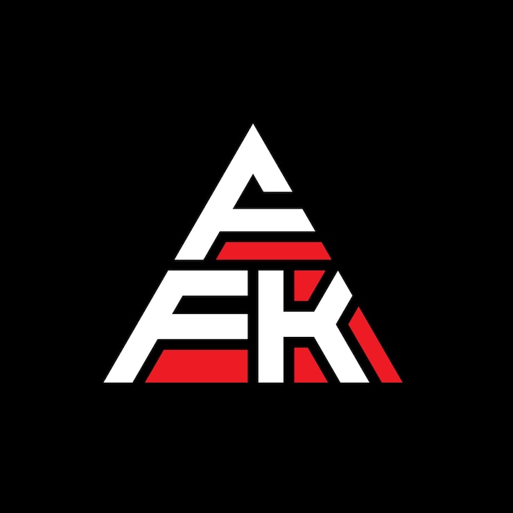 Vector diseño del logotipo triangular ffk con forma de triángulo diseño del monograma ffk triángulo vector logotipo plantilla con color rojo logotipo triangulares ffk simple elegante y lujoso