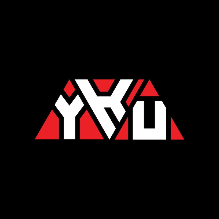Vector diseño del logotipo triangular con forma de triángulo diseño del monograma triangular del logotipo del triángulo del vector del logotipo de la plantilla con color rojo logo triangular de yku simple elegante y lujoso logotipo yku